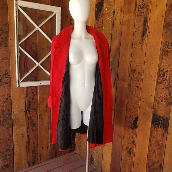 Joffeld Red & Black Wool Coat - Picture 5 of 10
